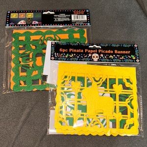 2 piñata Papel Picado banners